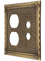 Bungalow Style Push Button / Duplex Combination Switch Plate In Solid Cast Brass